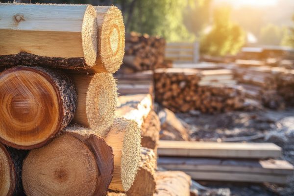 raw wood materials at a sawmill