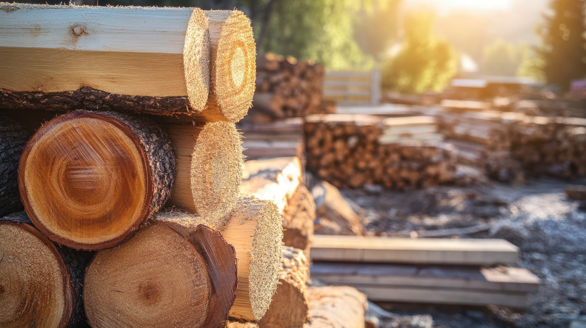 raw wood materials at a sawmill